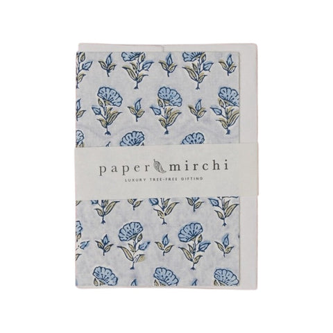 Card Hand Block Printed Ditsy Blue