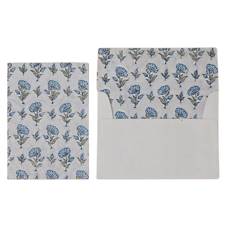 Card Hand Block Printed Ditsy Blue