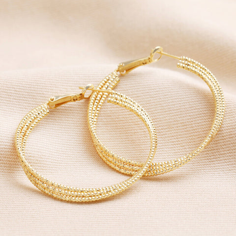 Hoop Earrings Triple Layered Thread