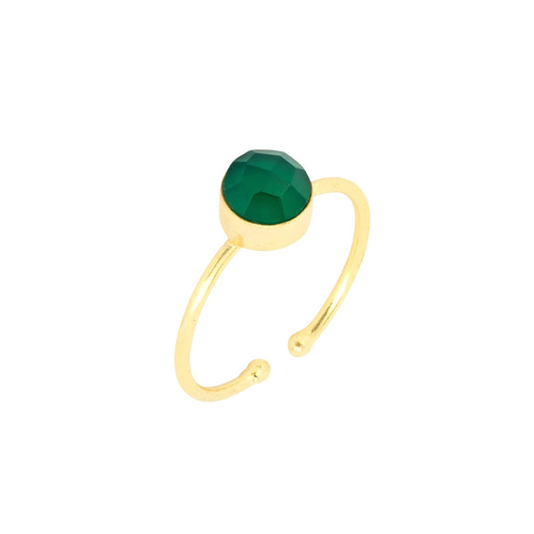 Ring Adjustable Size Dotty Green Onyx