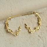 Earrings Hoop Gold Olive Branch