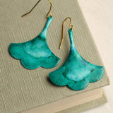 Earrings Leaf Verdigris Turquoise