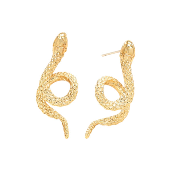 Snake Stud Earrings Gold
