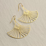 Earrings Brass Statement Fan Earrings