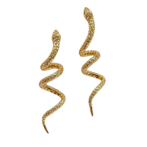 Snake Dangle Earrings Gold