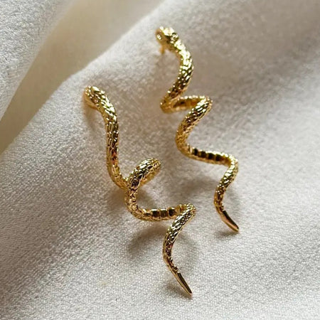 Snake Dangle Earrings Gold