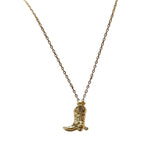 Cowboy Boot Pendant Necklace Gold