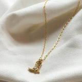 Cowboy Boot Pendant Necklace Gold