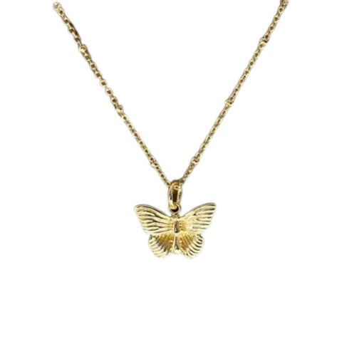 Butterfly Pendant Necklace Gold