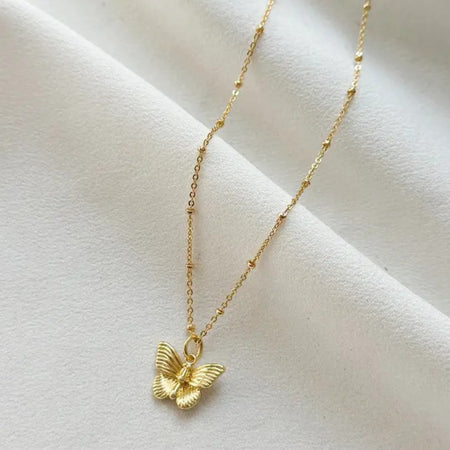 Butterfly Pendant Necklace Gold