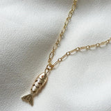 Fish Pendant Necklace Gold