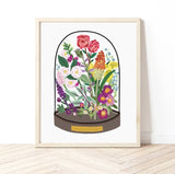 English Garden In Bell Jar Print A3
