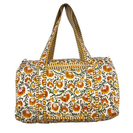Duffle Bag Ivory Yellow Flower