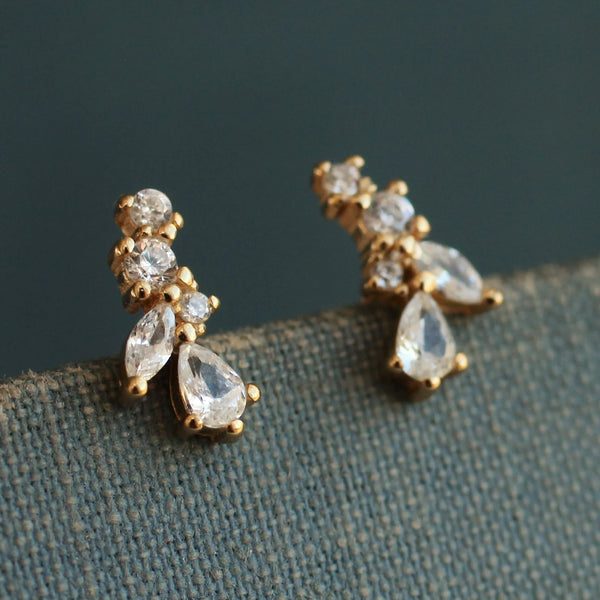 Stud Gold Earrings Fairy Wing Petal