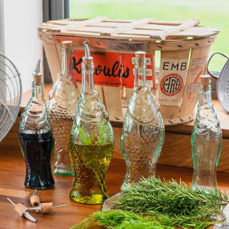 Fish Bottle Recycled Glass Small