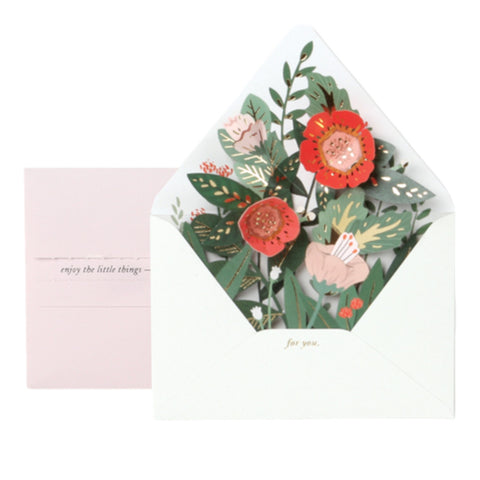 Card 3D Floral Pop Red Out