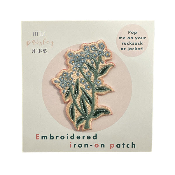 Patch Iron On Embroidered Forget Me Not Flower