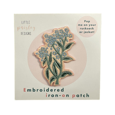Patch Iron On Embroidered Forget Me Not Flower