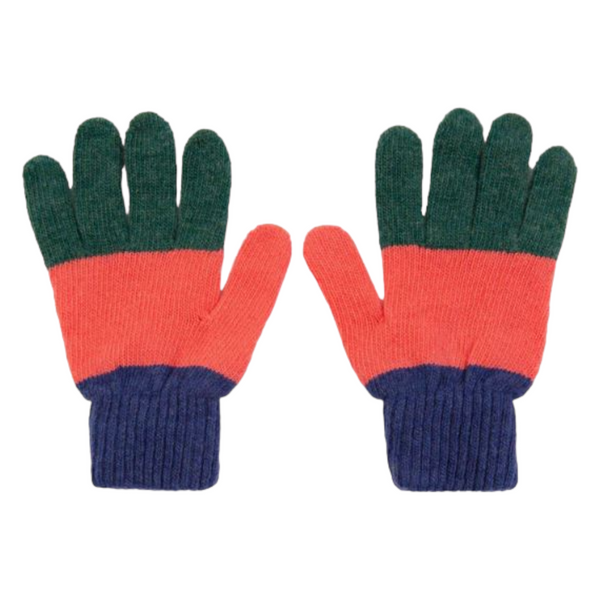 Navy Wool Gloves Colourblock