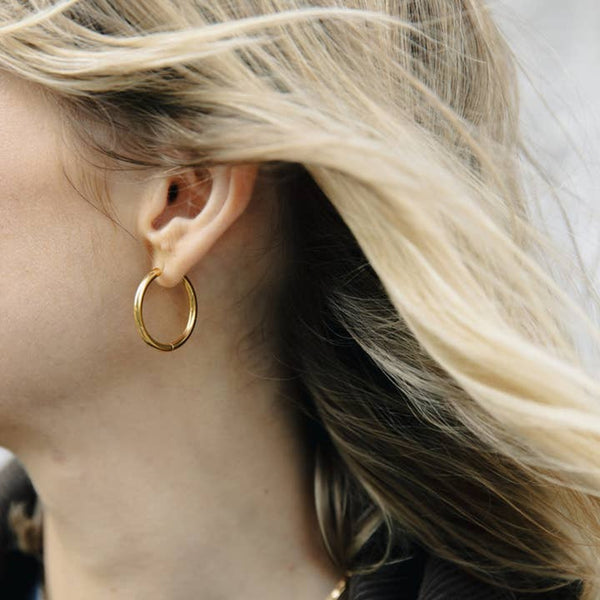 Gold Earrings Everyday Hoop