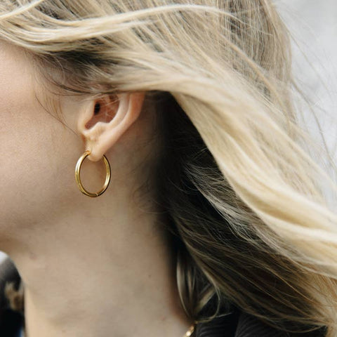 Gold Earrings Everyday Hoop