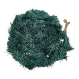 Green paper card tinsel with a hook on a white background