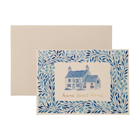 New Home Card Home Sweet Home Blue Flora