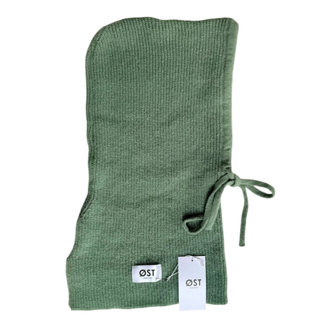 Knitted Hood Cashmere Blend Leaf Green