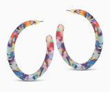 Hoop Earrings Resin Flat Olivia Multicolour