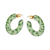 Hoop Earrings Resin Flat Green