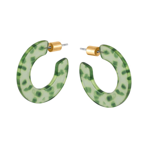 Hoop Earrings Resin Flat Green