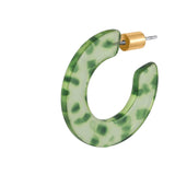 Hoop Earrings Resin Flat Green