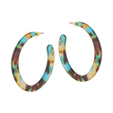 Hoop Earrings Resin Flat Blue