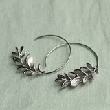 Hoop Earrings Brass Botanical Leaf Hoops