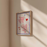 Pink Love Birds Print A4