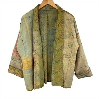 Jacket Kantha Reversible Earthy Floral Sweep