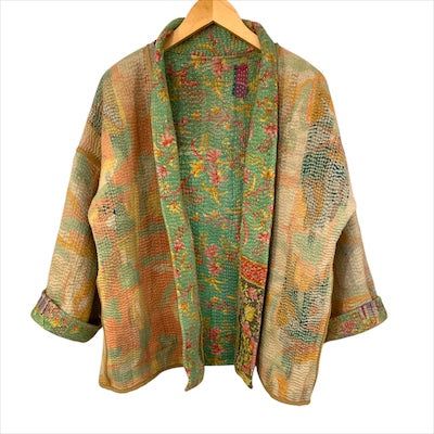 Jacket Kantha Reversible Green Vine