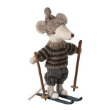 Winter Mouse With Ski Set Big Brother Grey