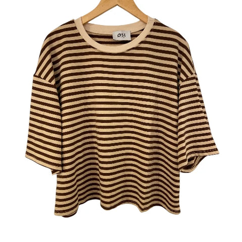 Else Striped T-Shirt Brown Beige