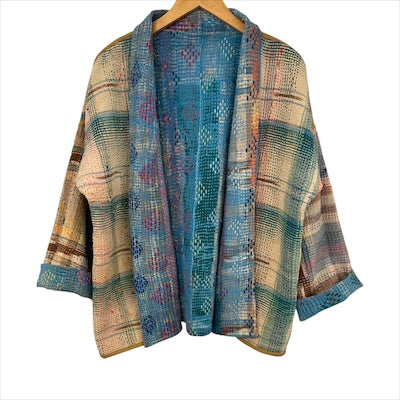 Jacket Kantha Reversible Azure Diamond