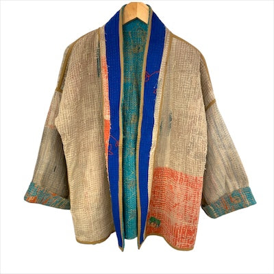 Jacket Kantha Reversible Blue Tulip