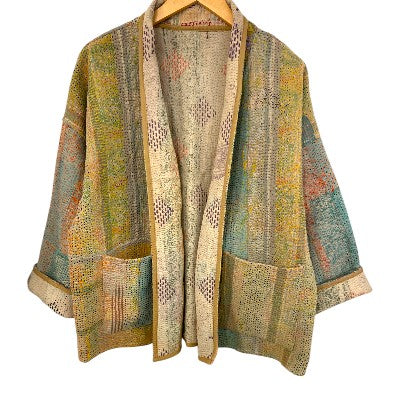 Jacket Kantha Reversible Ikat Pocket