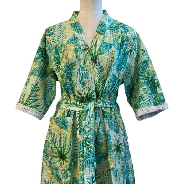Robe Cotton Kantha Green Botanical