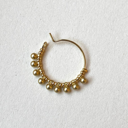 Gold Hoop Earrings Beaded Ball