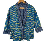 Jacket Cotton Kantha Reversable Blue Yellow Floral