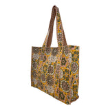 Tote Bag Over Sized Quilted Cotton Olive Floral