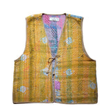 Waistcoat Cotton Kantha Vintage Fabric Ocher