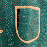 Jacket Cotton Kantha Reversable Vintage Fabric Green