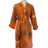 Cotton Kantha Kimono One Size Tangerine Wilderness