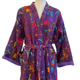 Robe Cotton Kantha Birds And Flowers